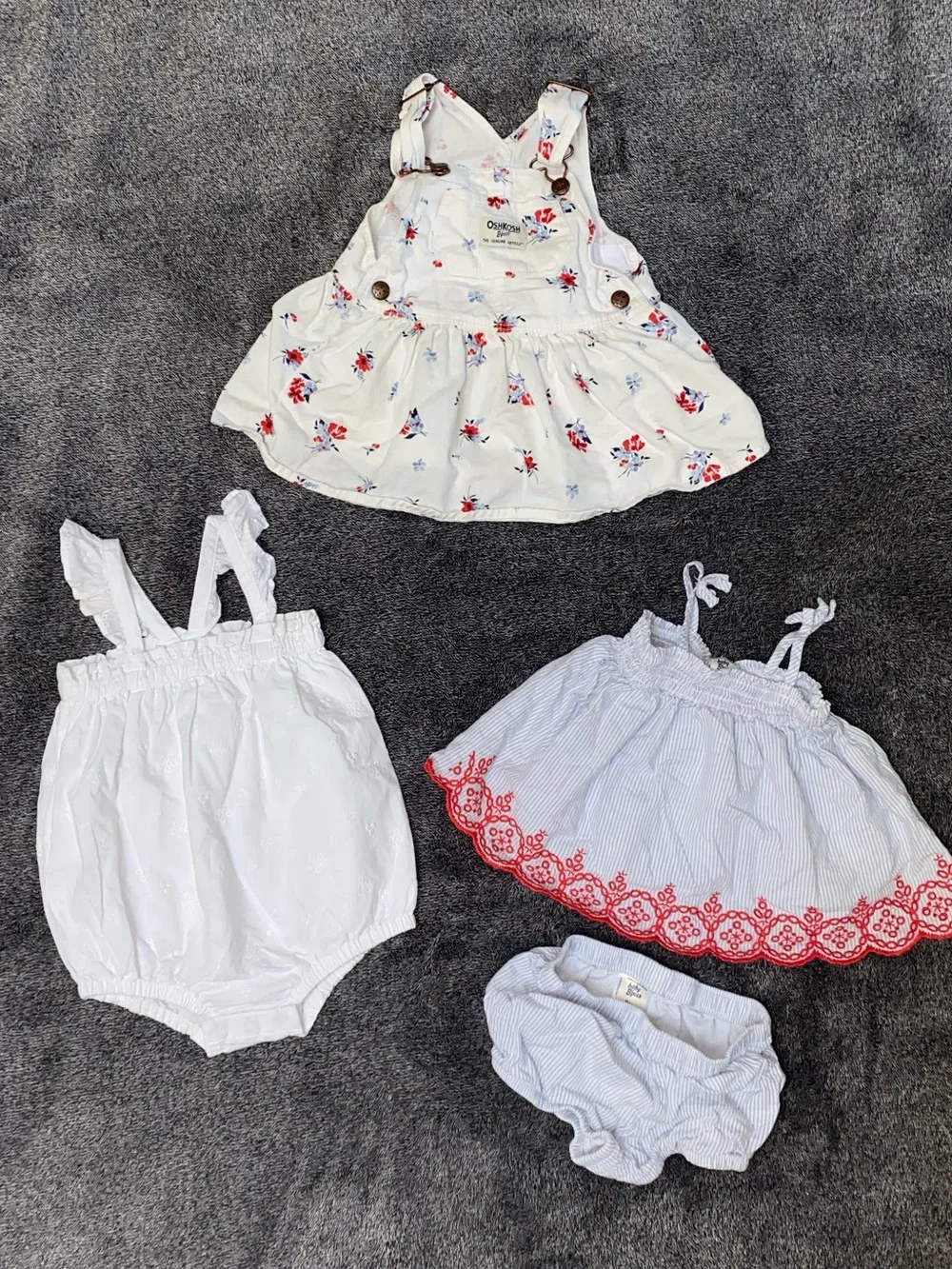 OshKosh B’gosh Baby Girl 9M Summer Outfit Bundle – 3 Outfits, 4 Pieces Boho Baby